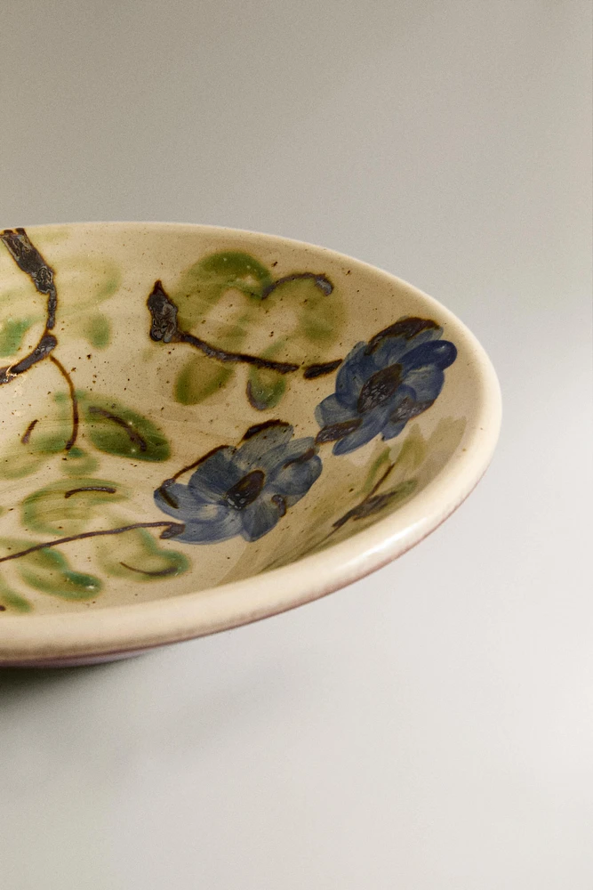 FLORAL EARTHENWARE SALAD BOWL