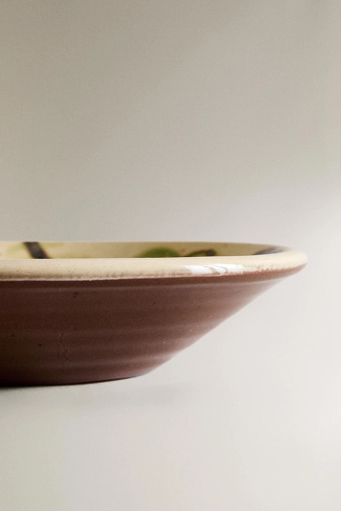 FLORAL EARTHENWARE SALAD BOWL