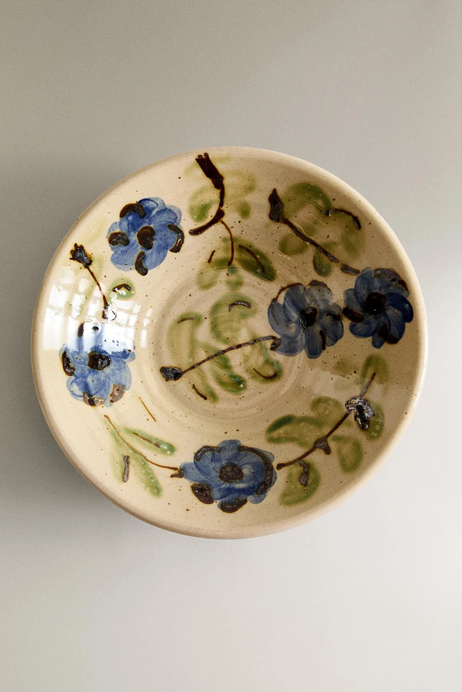 FLORAL EARTHENWARE SALAD BOWL