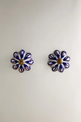 CERAMIC GOLD FLOWER DOOR KNOB (PACK OF 2)