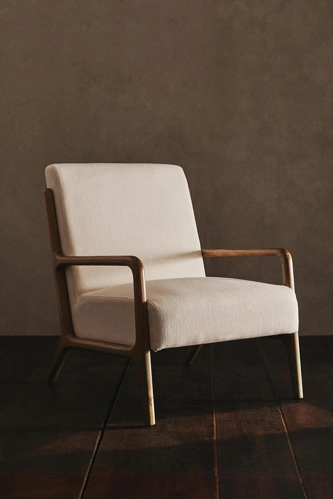 ASH WOOD LINEN ARMCHAIR