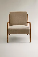 ASH WOOD LINEN ARMCHAIR