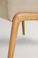 ASH WOOD AND LINEN FOOTREST STOOL