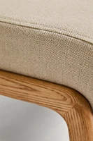 ASH WOOD AND LINEN FOOTREST STOOL