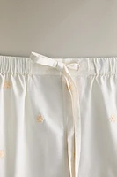 COTTON PANTS WITH FLORAL EMBROIDERY