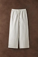 COTTON PANTS WITH FLORAL EMBROIDERY