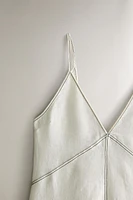 LINEN NIGHTGOWN WITH TOPSTITCHING