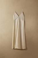 LINEN NIGHTGOWN WITH TOPSTITCHING