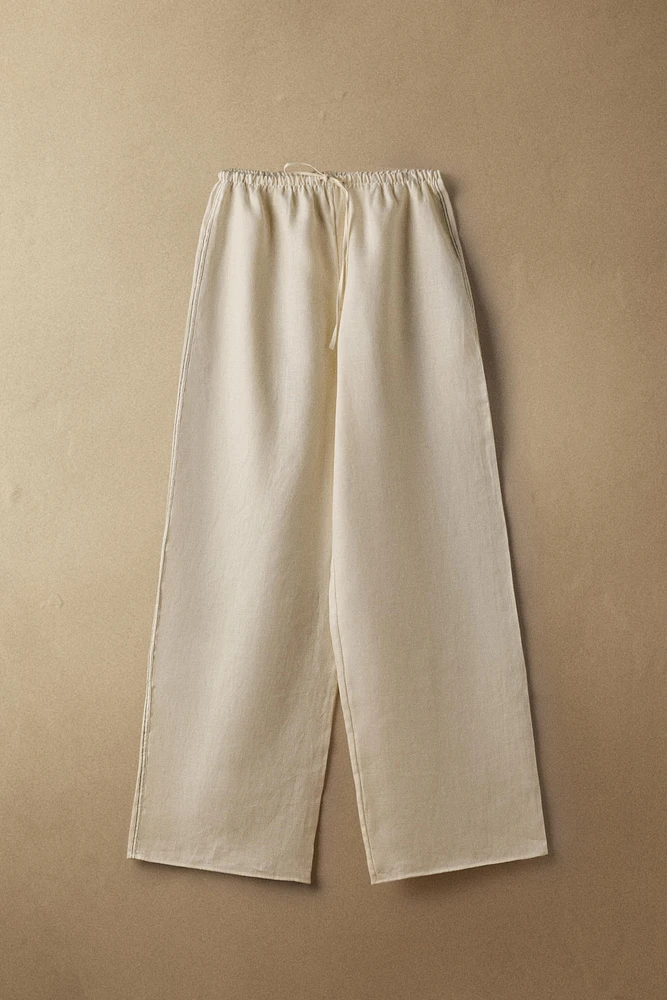 LINEN PANTS WITH TOPSTITCHING