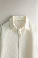 LINEN SHIRT WITH TOPSTITCHING