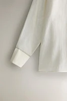 LINEN SHIRT WITH TOPSTITCHING