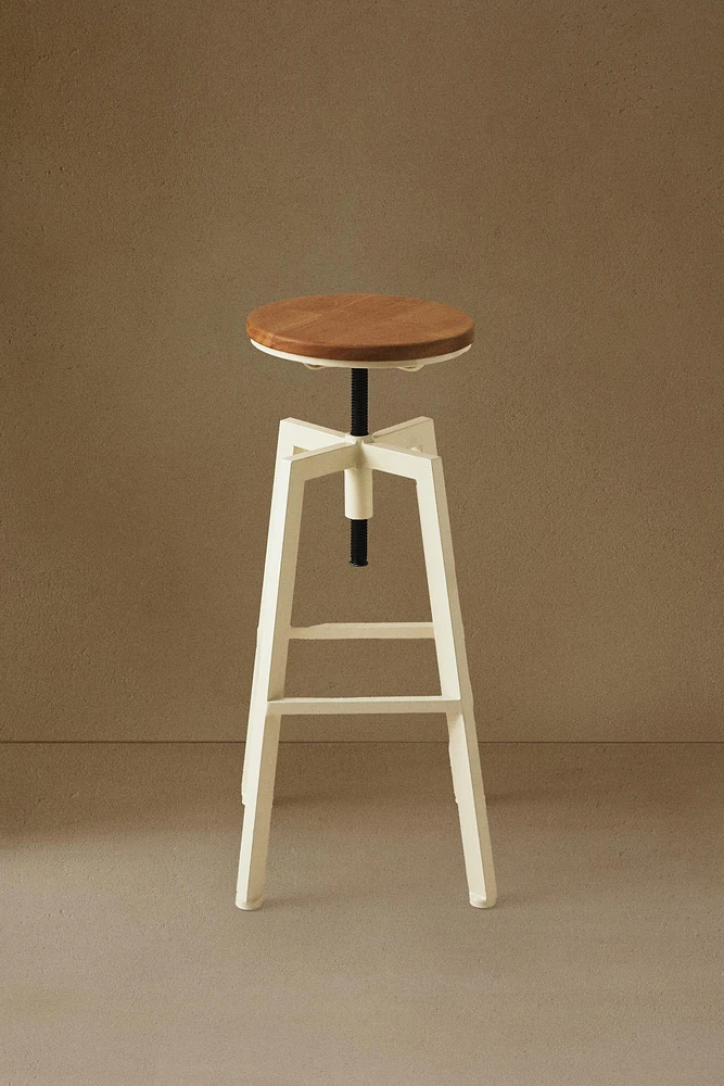 TABOURET DE BAR ROTATIF BOIS ET MÉTAL