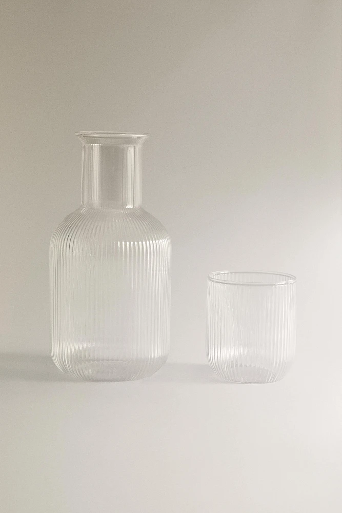 STRIPED BOROSILICATE GLASS NIGHT SET (SET OF 2)