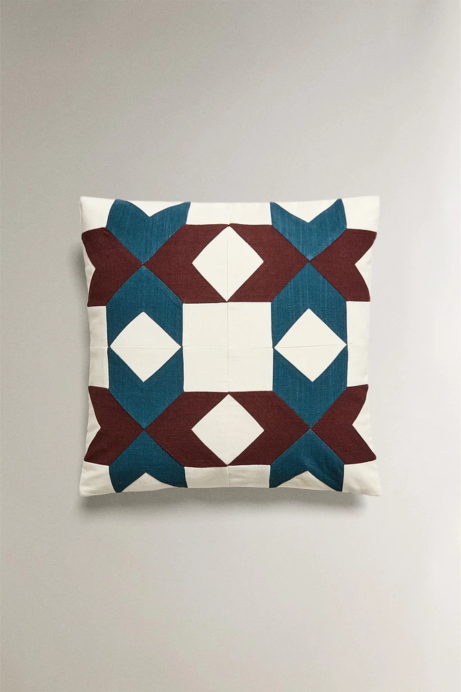 QUILTED PATCHWORK THROW PILLOW COVER