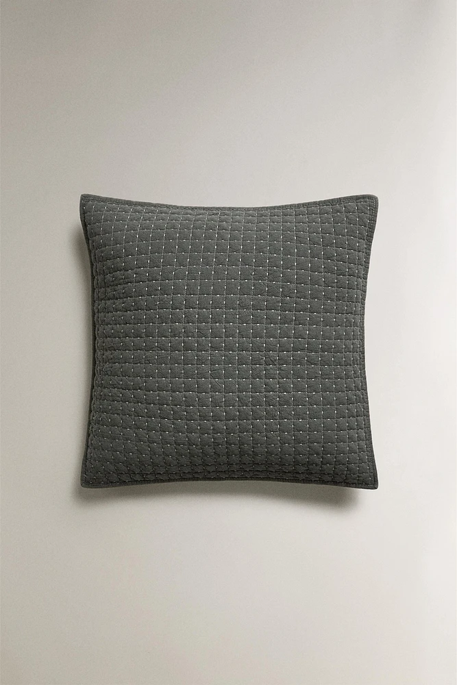 RAISED DESIGN COTTON THROW PILLOW COVER