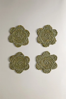 FLORAL SEAGRASS COASTERS (SET OF 4)