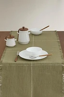 CONTRAST STRIPE COTTON TABLE RUNNER