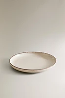 PORCELAIN DESSERT PLATE WITH ANTIQUE FINISH RIM