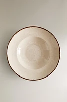 PORCELAIN PASTA PLATE WITH ANTIQUE FINISH RIM