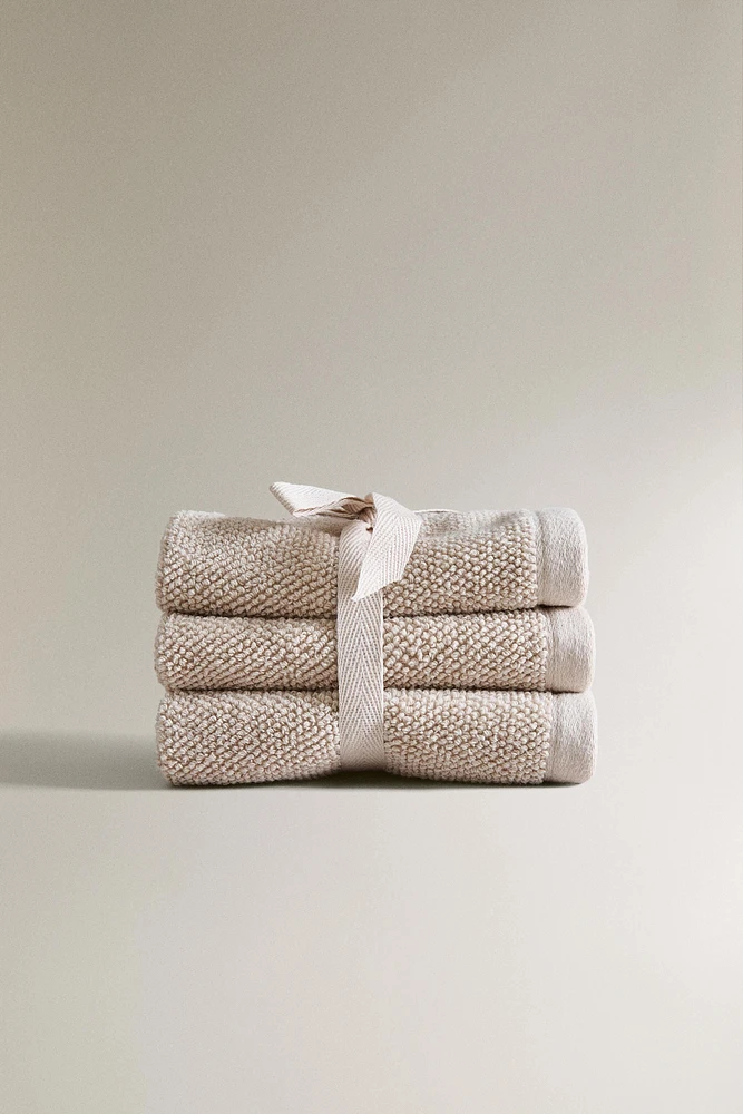 SET OF RICE STITCH COTTON HAND TOWELS (SET 3)