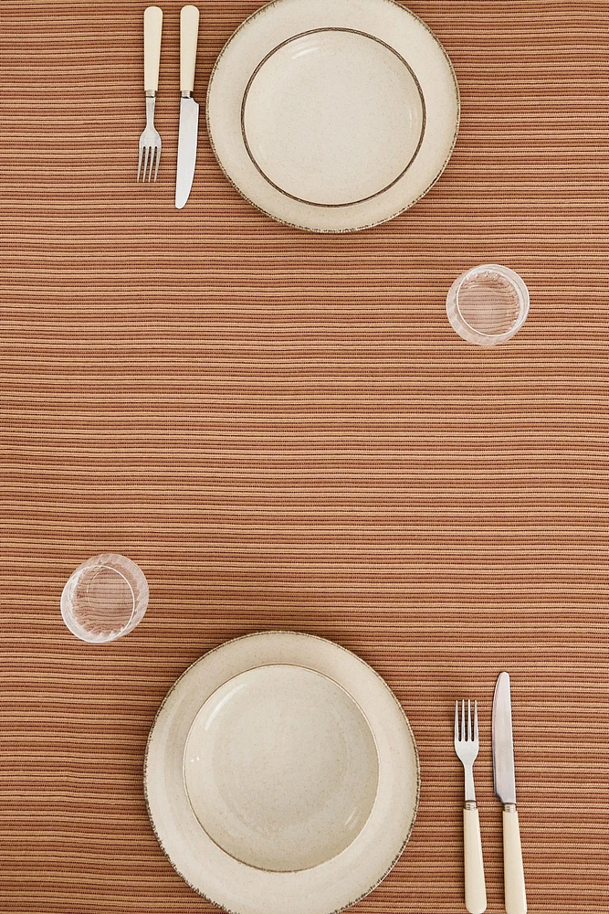 STRIPED COTTON TABLECLOTH WITH FRINGING