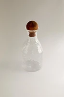 HAMMERED BOROSILICATE GLASS BOTTLE WITH WOODEN LID