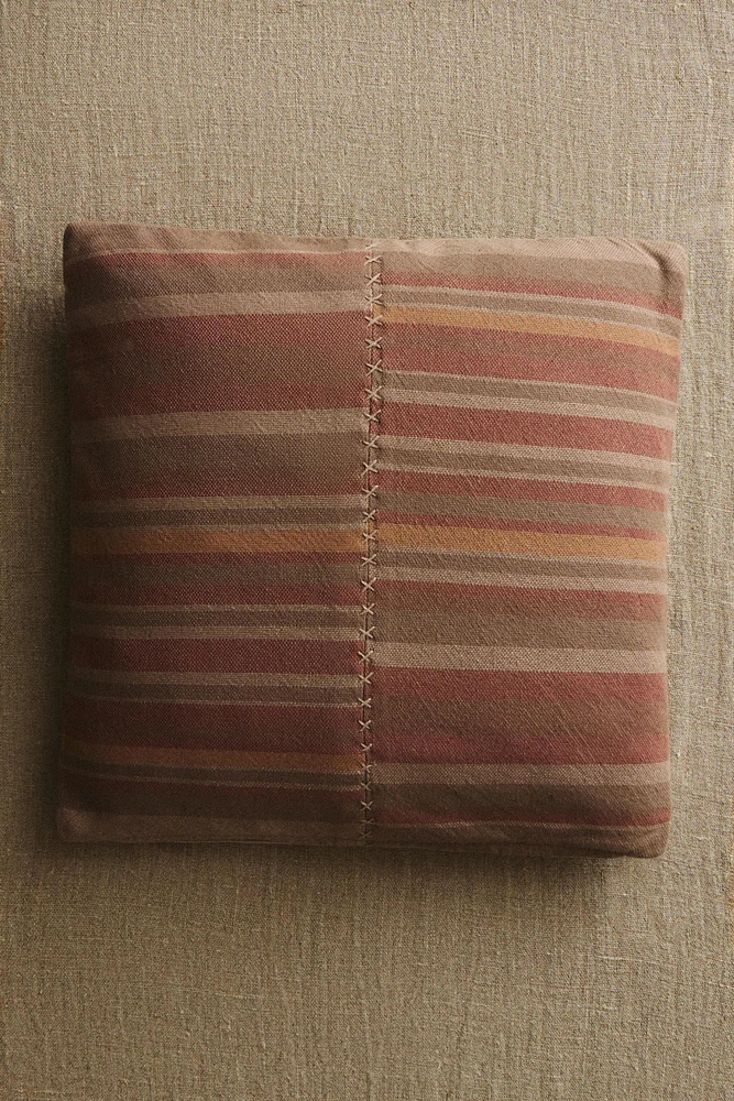 HOUSSE DE COUSSIN COTON RAYURES MULTICOLORES