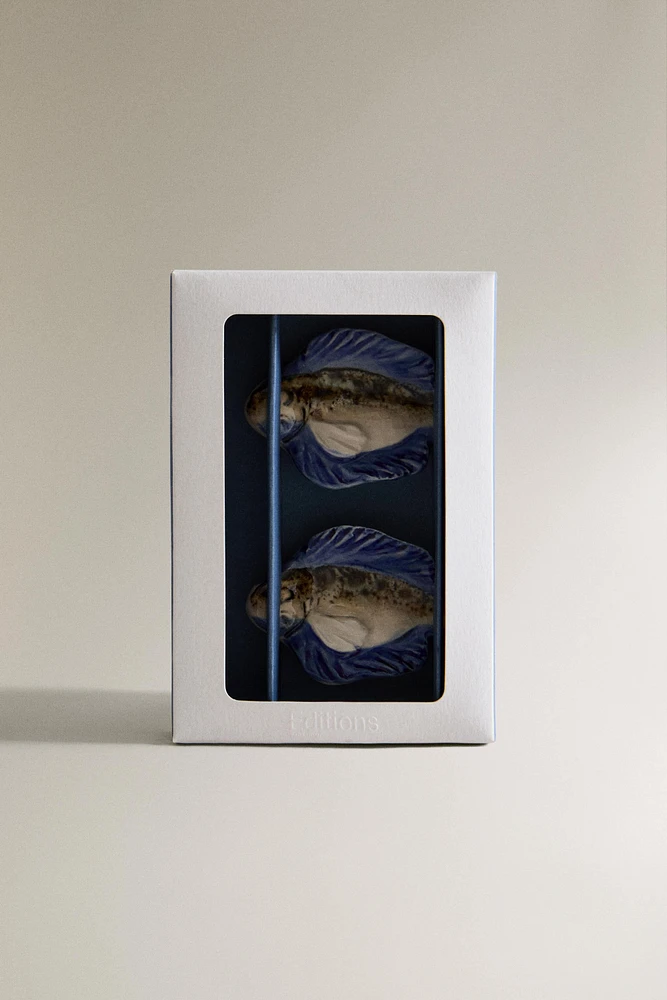 SET OF CERAMIC FISH CHOPSTICK STANDS (SET OF 2)