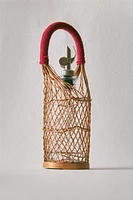 GLASS CRUET WITH RATTAN BASKET