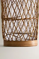 GLASS CRUET WITH RATTAN BASKET