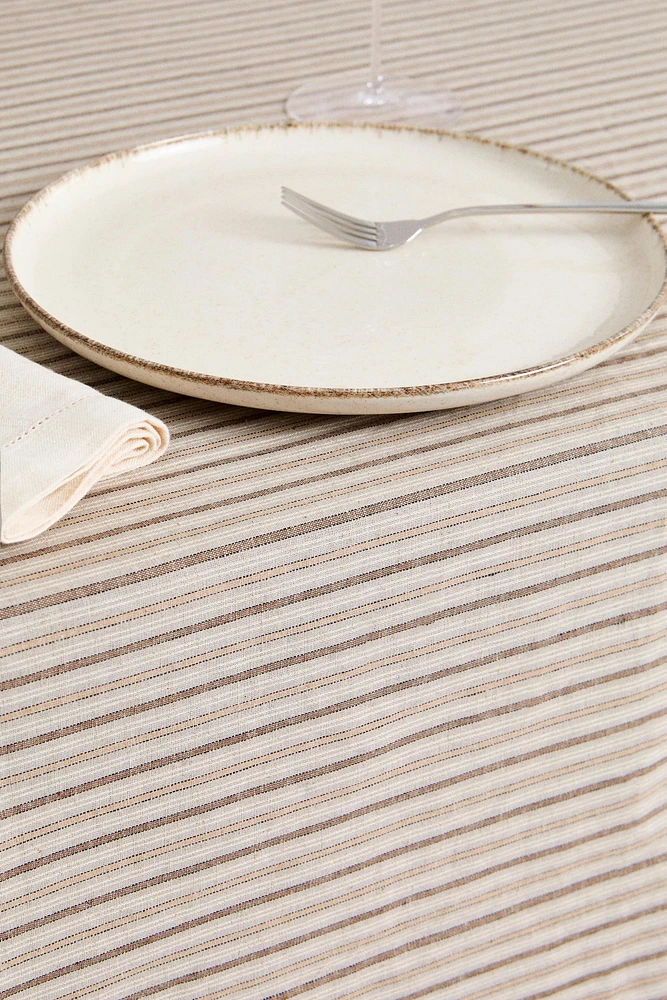 COTTON LINEN TABLECLOTH WITH IRREGULAR STRIPES