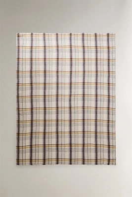 MULTICOLORED CHECK LINEN COTTON BLANKET