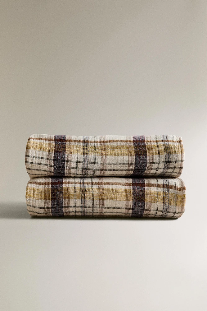 PLAID LIN COTON CARREAUX MULTICOLORES