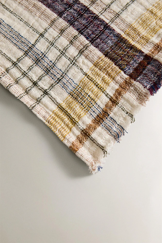 PLAID LIN COTON CARREAUX MULTICOLORES