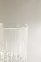 CRYSTALLINE TUMBLER WITH RAISED DESIGN