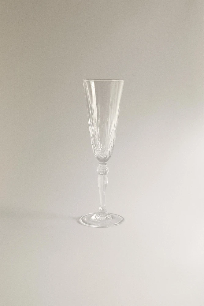 ENGRAVED CRYSTALLINE FLUTE GLASS