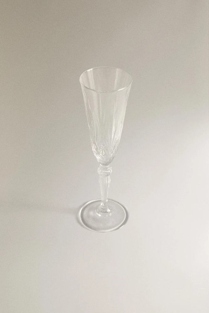 ENGRAVED CRYSTALLINE FLUTE GLASS