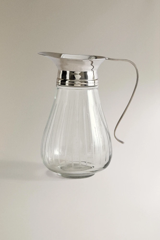 ENGRAVED METAL GLASS PITCHER