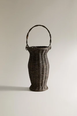 BASKET VASE WITH WOVEN HANDLE