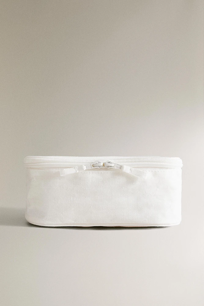 LARGE PLAIN LINEN MAKEUP BAG