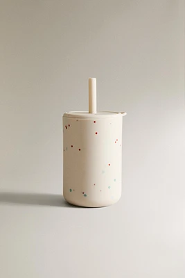 CHILDREN’S POLKA DOT TUMBLER WITH A STRAW