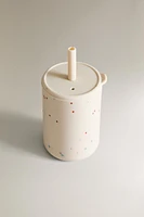 CHILDREN’S POLKA DOT TUMBLER WITH A STRAW