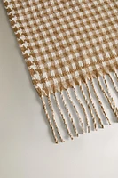 CHECK BLANKET WITH FRINGING