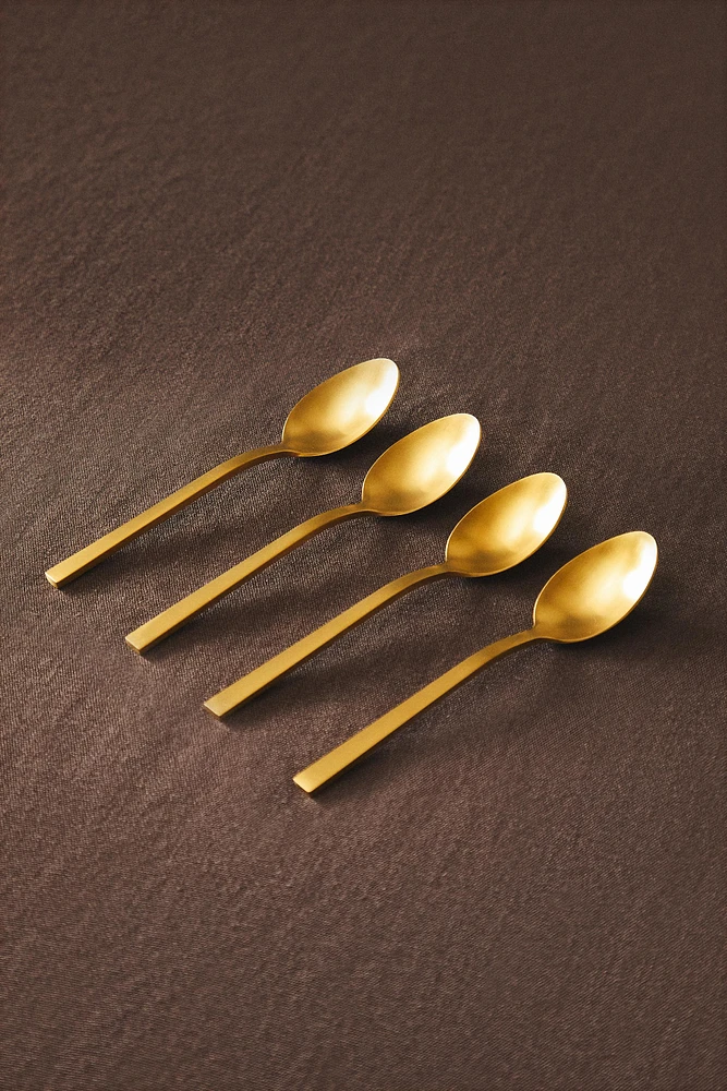 SET OF GOLD STEEL DESSERT SPOONS (SET OF 4)