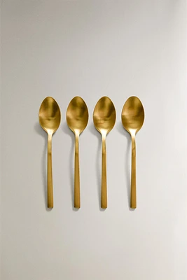 SET OF GOLD STEEL DESSERT SPOONS (SET OF 4)