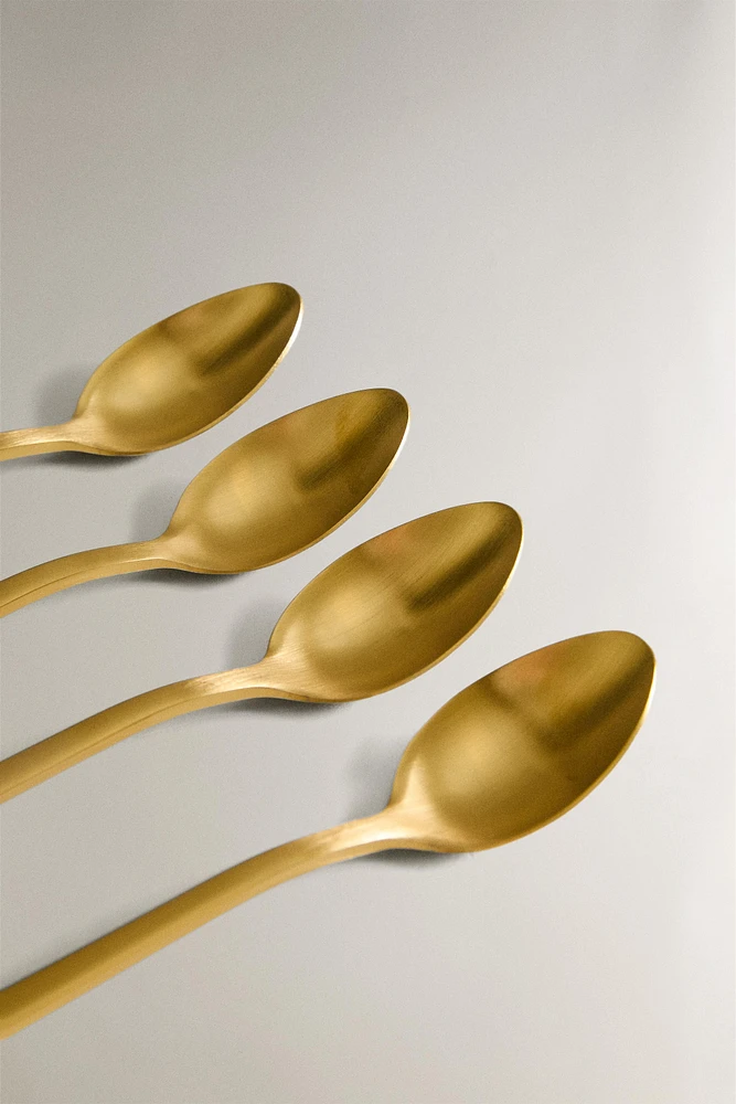 SET OF GOLD STEEL DESSERT SPOONS (SET OF 4)