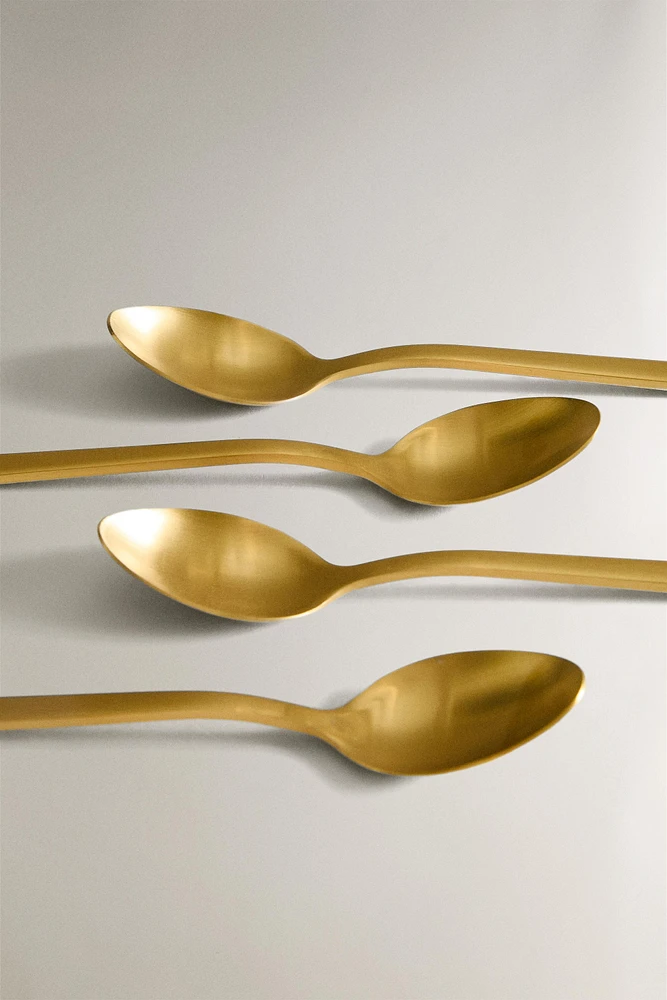 SET OF GOLD STEEL DESSERT SPOONS (SET OF 4)