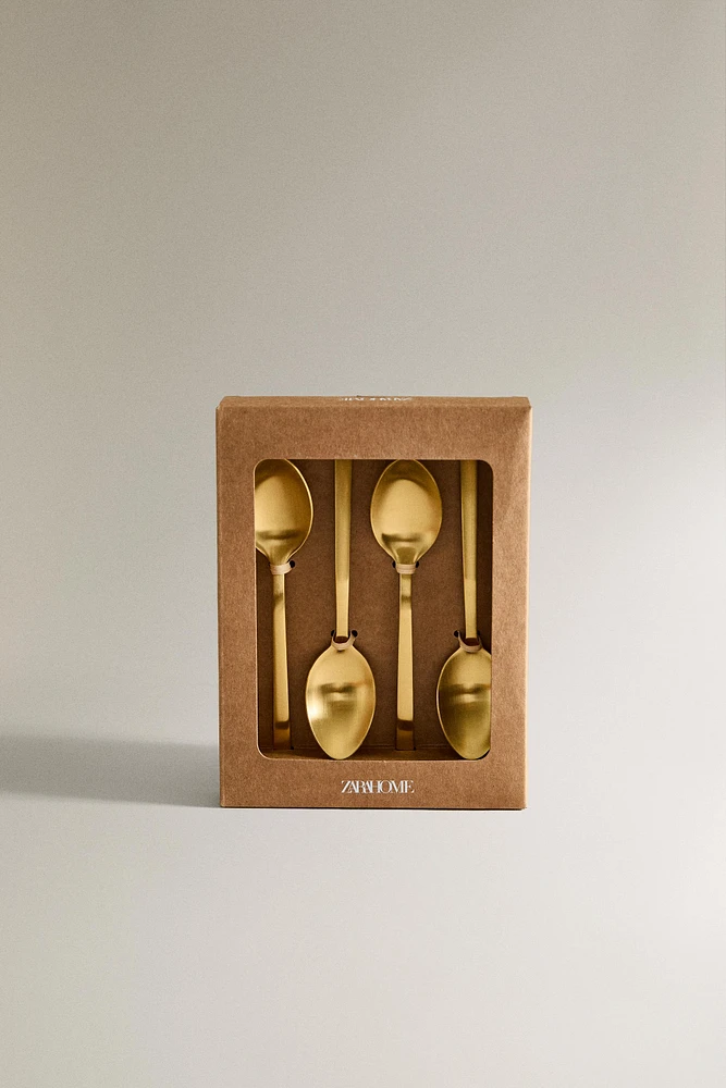 SET OF GOLD STEEL DESSERT SPOONS (SET OF 4)