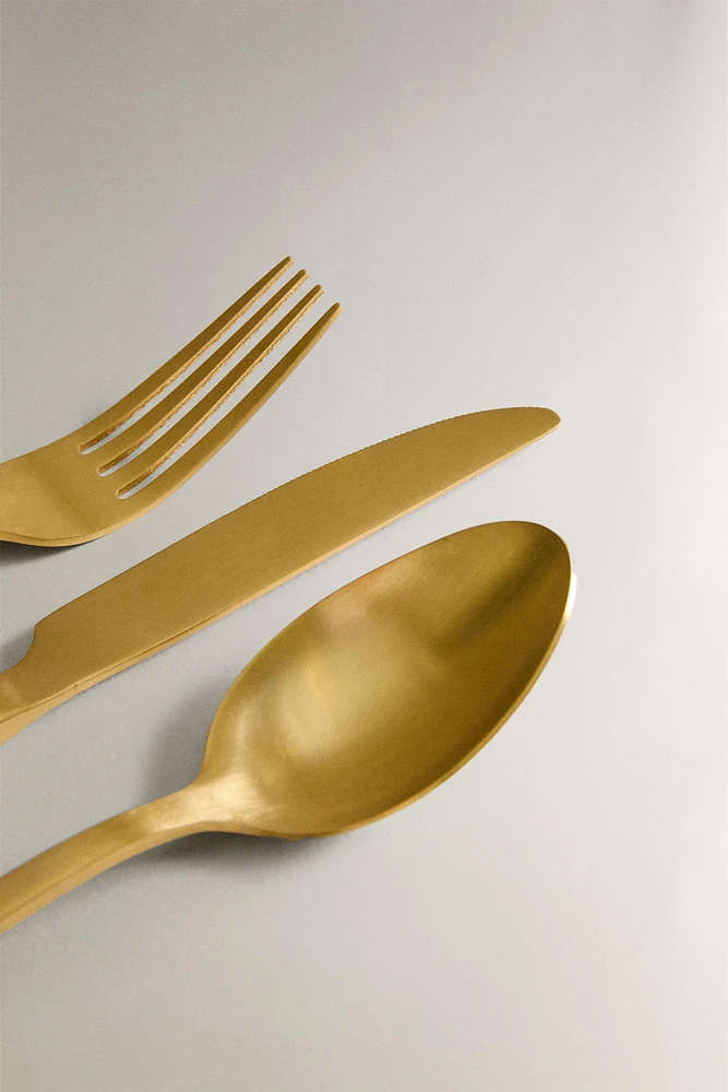 3-PIECE GOLDEN STEEL FLATWARE SET