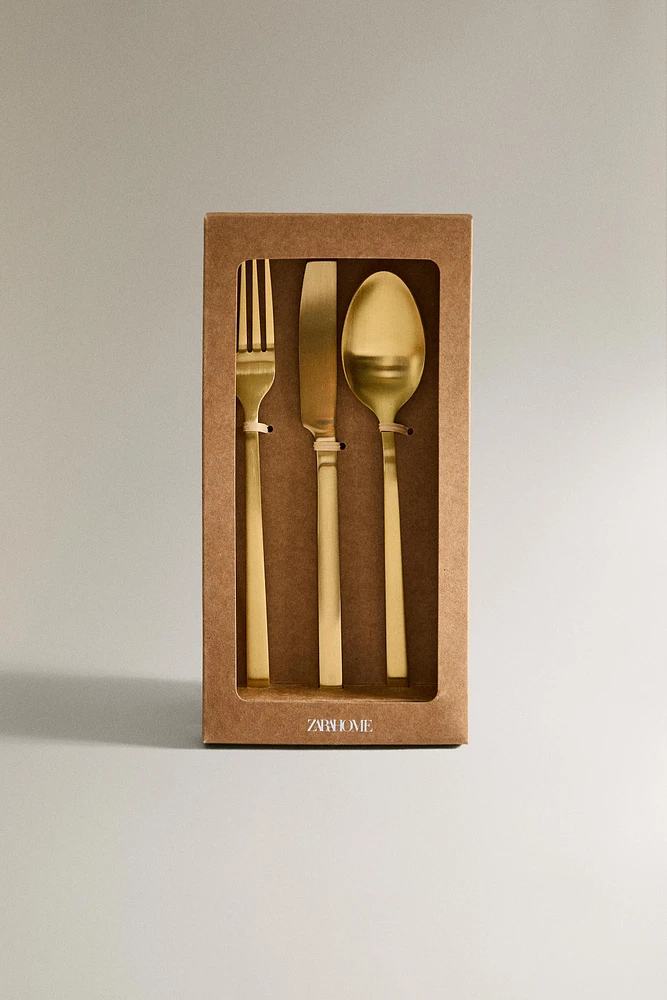 3-PIECE GOLDEN STEEL FLATWARE SET